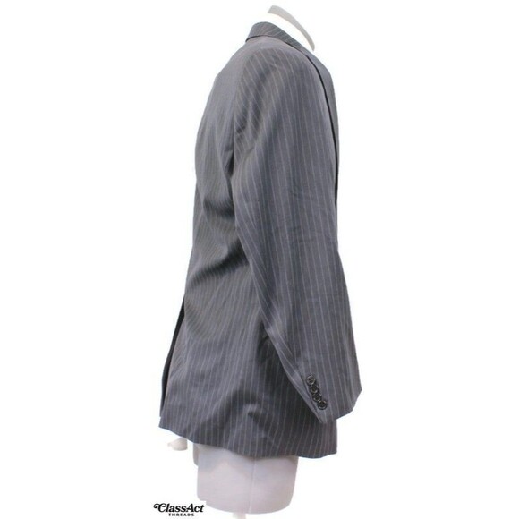 Hart Schaffner Marx Blazer Gray Striped Wool Sport Coat Suit Jacket 42R - Picture 5 of 8